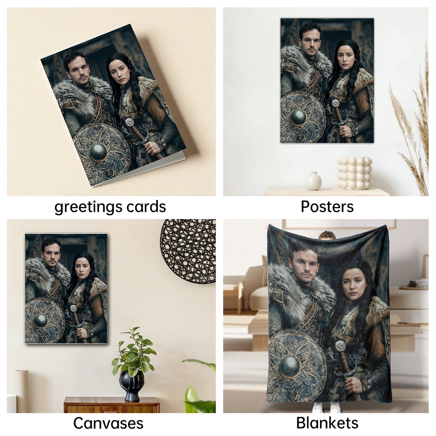 The Brave Viking Shield-Maiden and Warrior Couple portrait