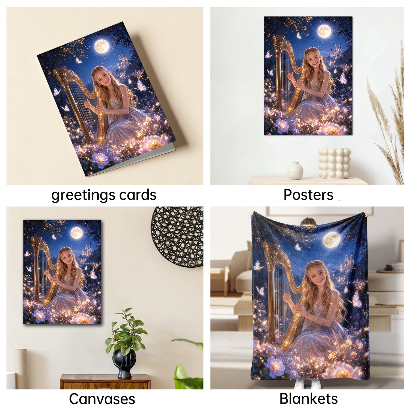 The Moonlight Harpist girl portrait