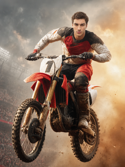 The Mud-Splattered Motocross Champion man portrait