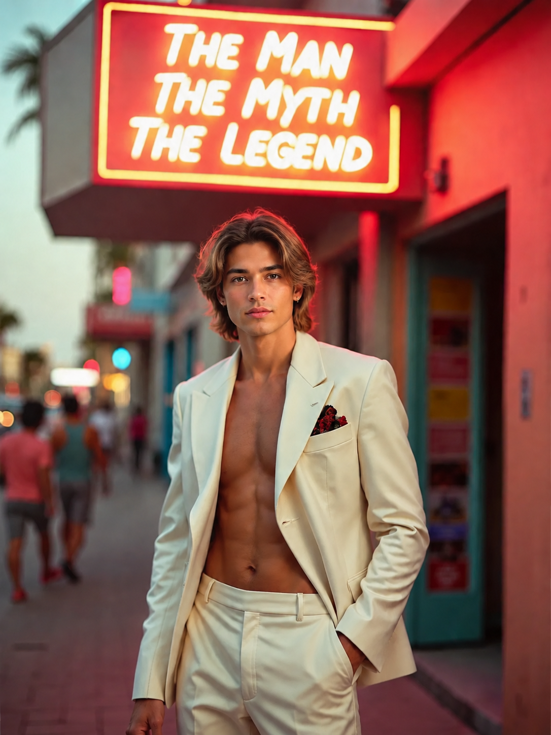 The Neon-Drenched Heartthrob man portrait