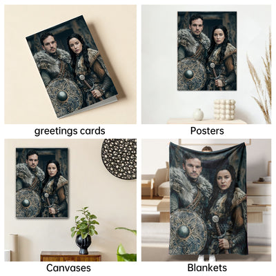 The Brave Viking Shield-Maiden and Warrior Couple portrait