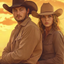 The Valiant Wild West Cowboy & Fearless Prairie Cowgirl Couple Portrait