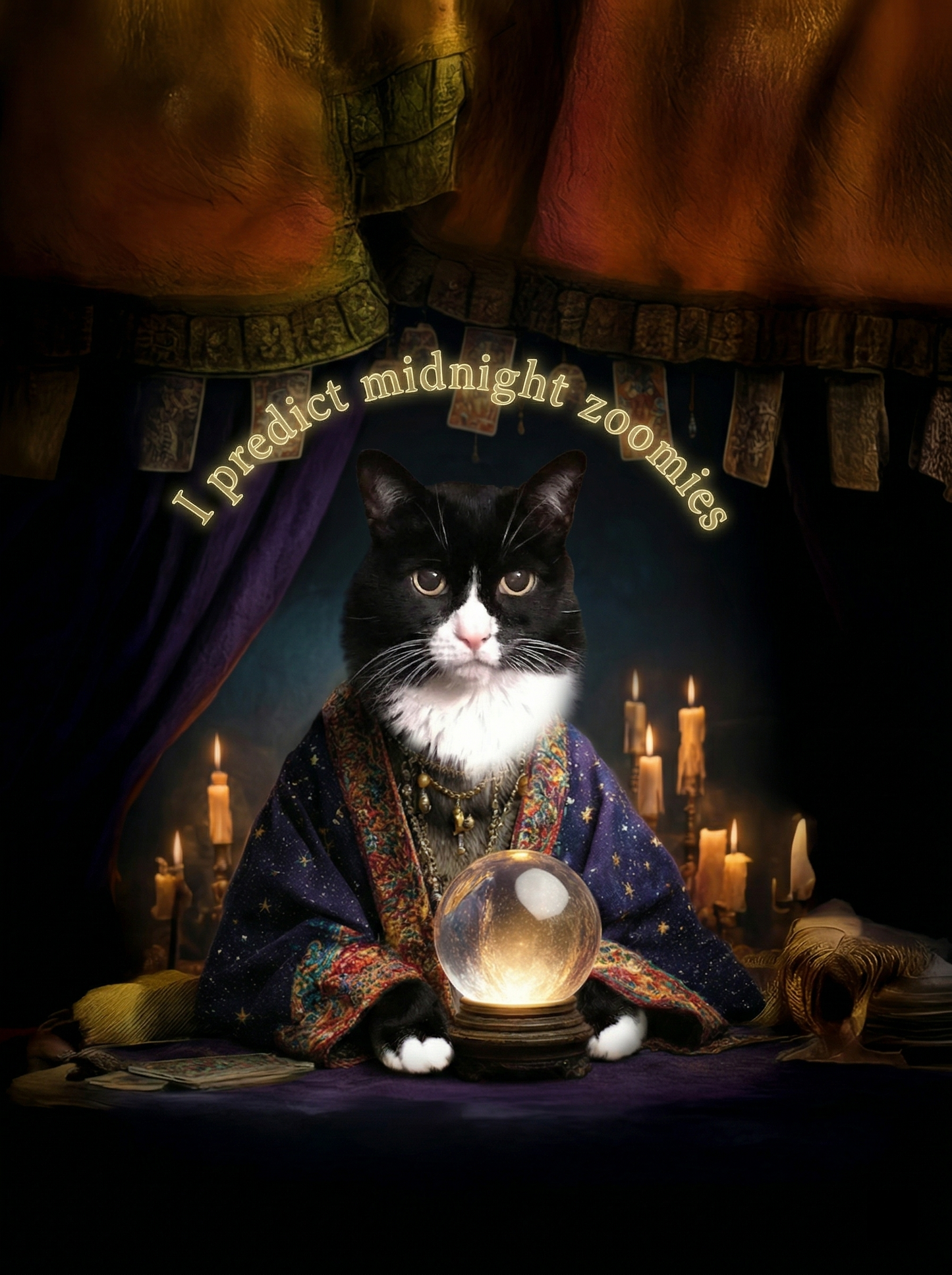 The Midnight Seer mystical cat portrait