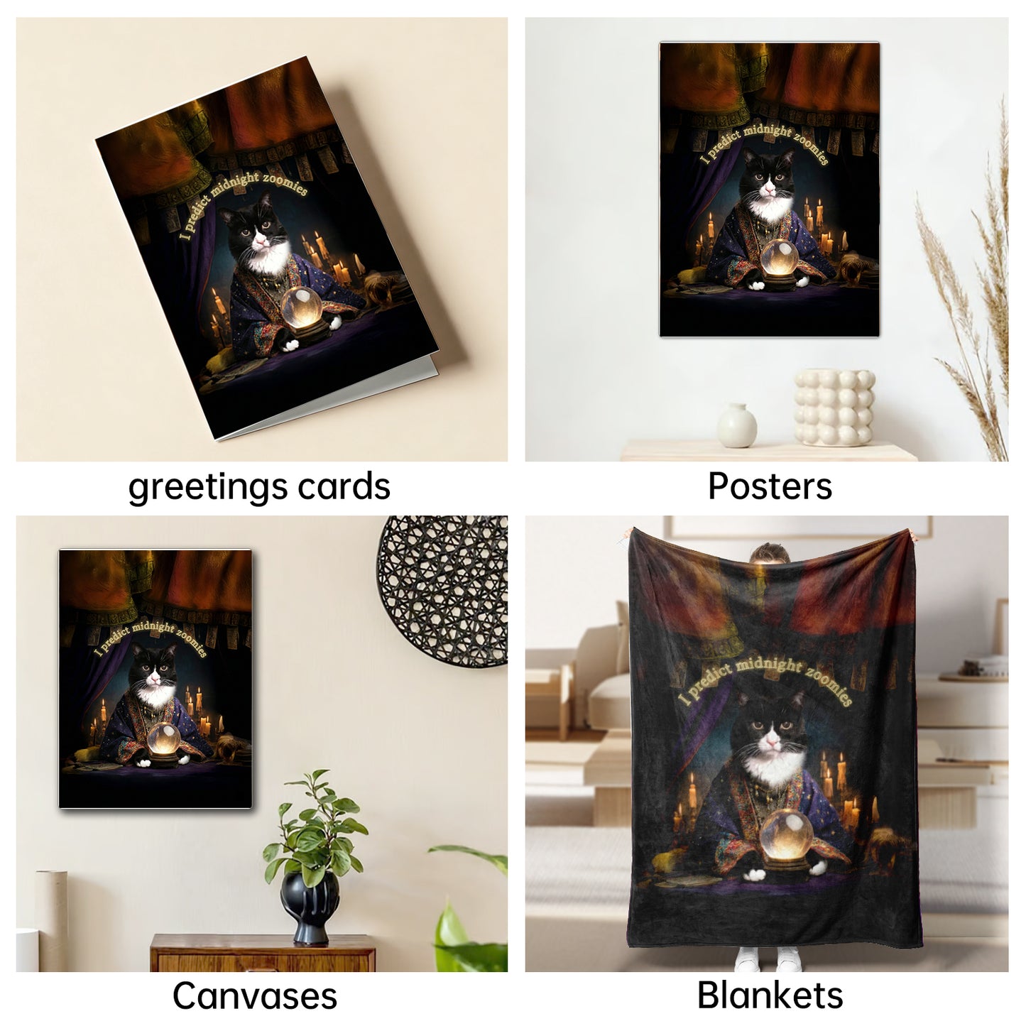 The Midnight Seer mystical cat portrait