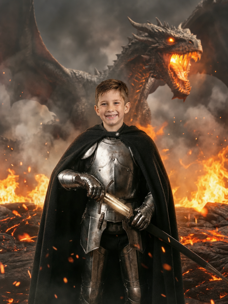 The Dragon Slayer Knight boy portrait