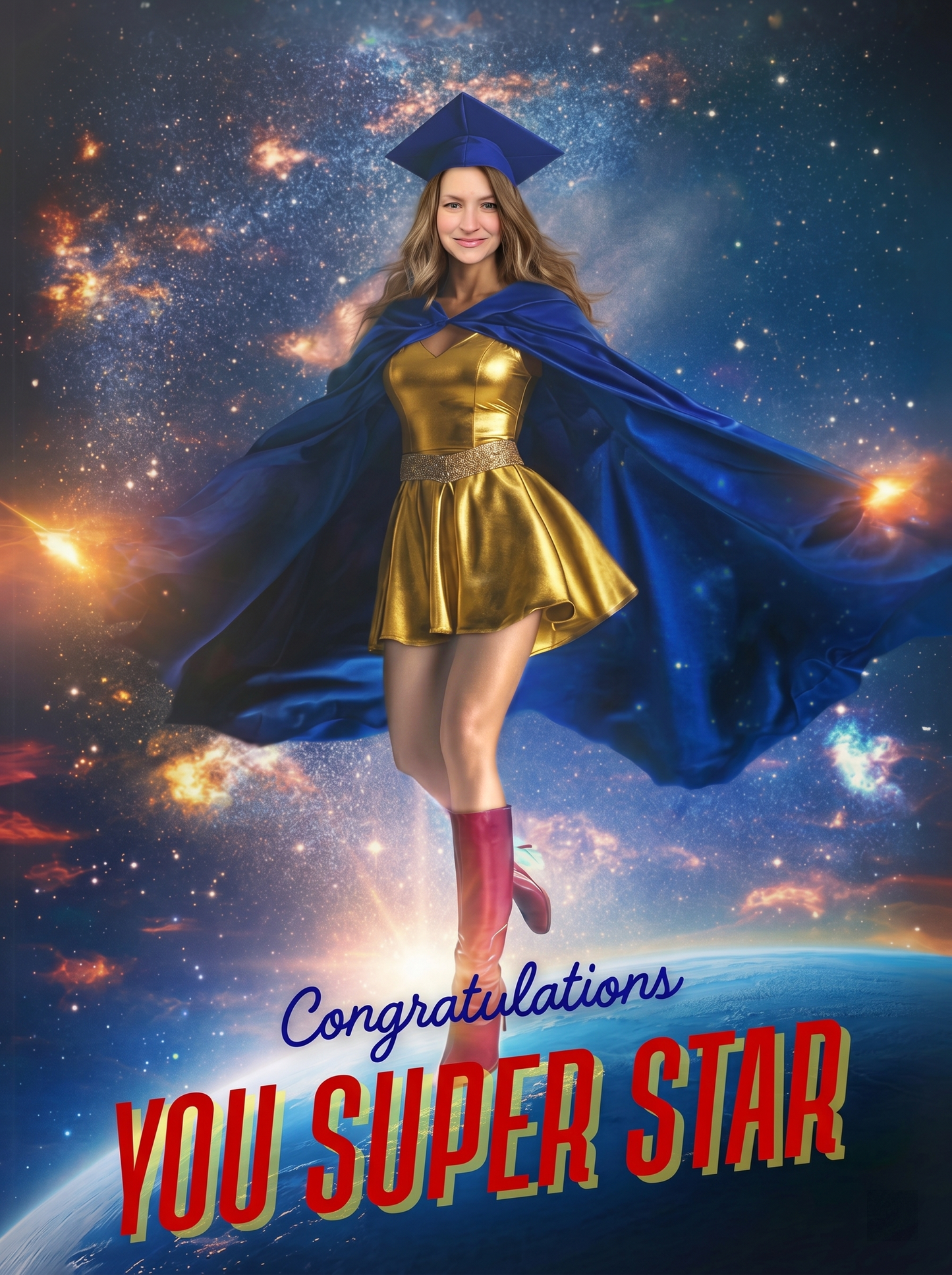 The Cosmic Valedictorian woman,graduation portrait