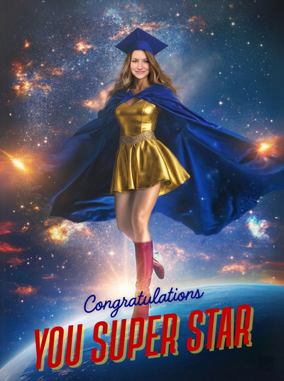 The Cosmic Valedictorian woman,graduation portrait