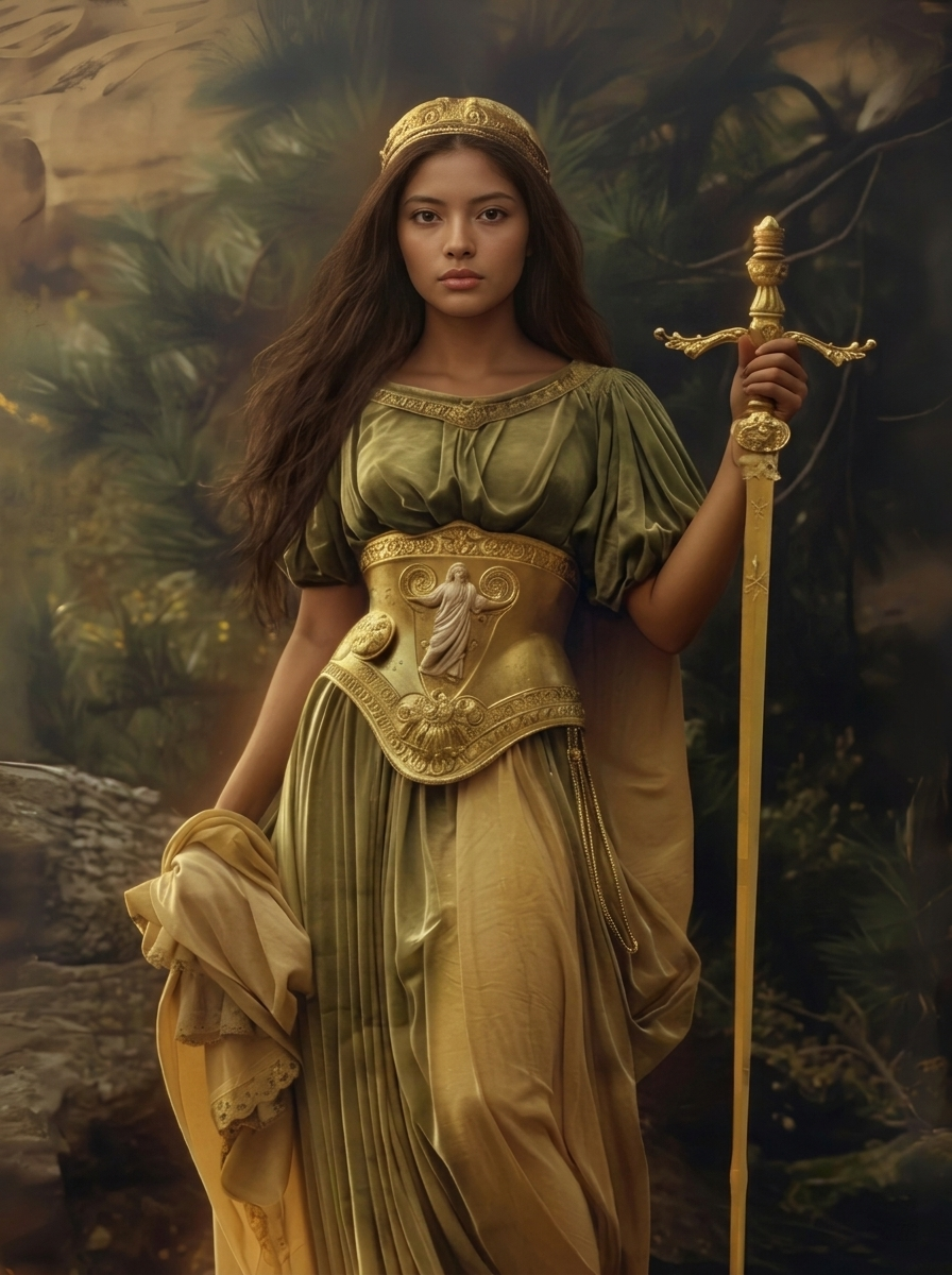 The Pre-Raphaelite Warrior woman portrait