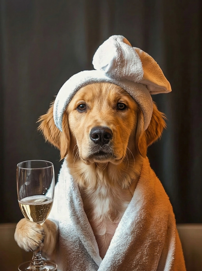The Spa Day Socialite Golden Retriever portrait
