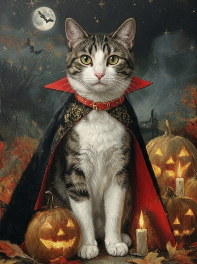 The Transylvanian Count Tabby Cat portrait
