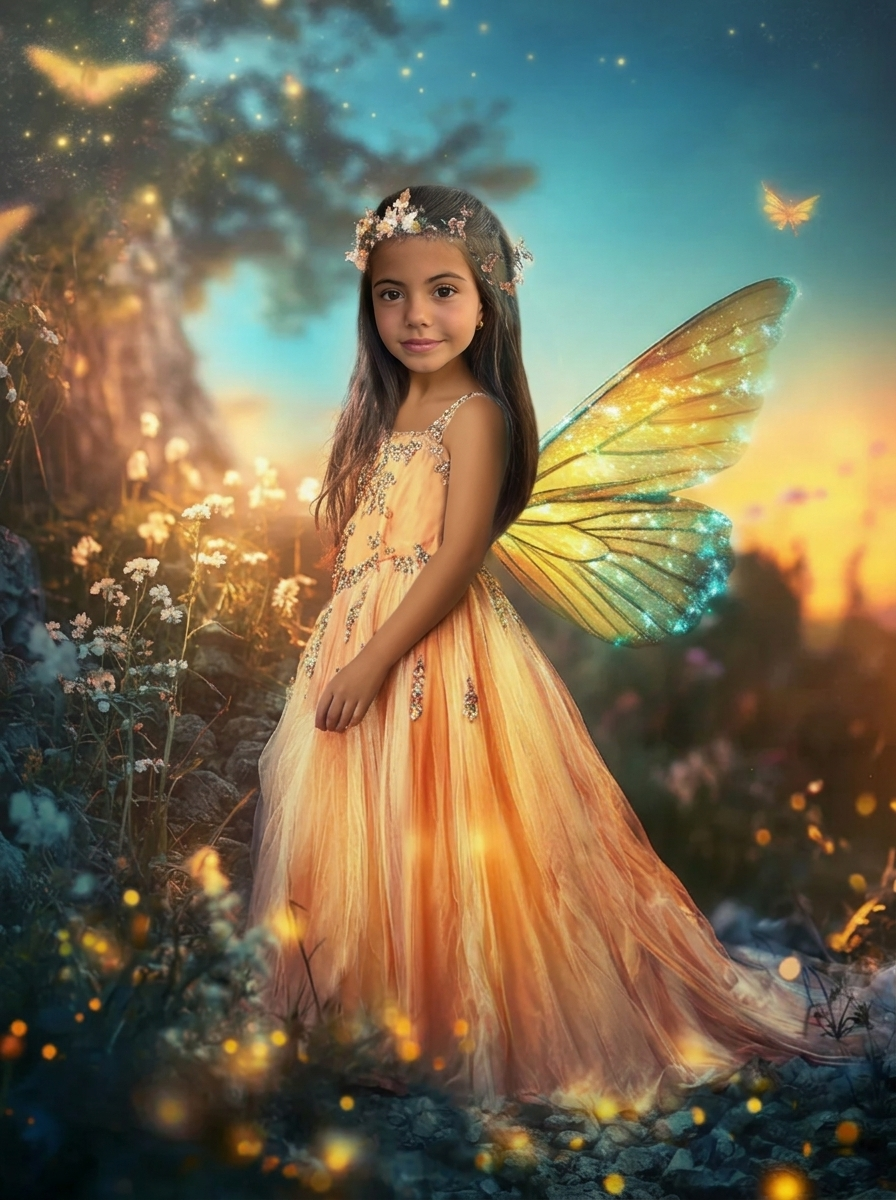 The Golden Twilight Fairy girl portrait