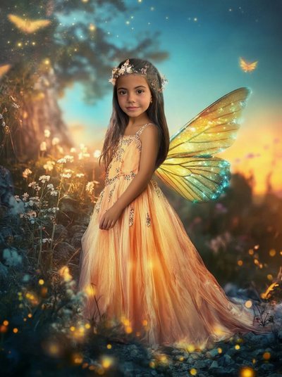 The Golden Twilight Fairy girl portrait