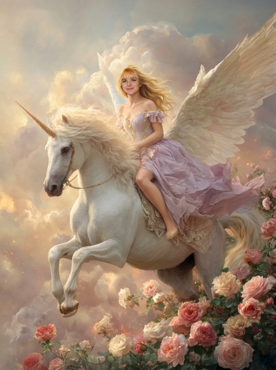The Celestial Unicorn Rider woman portrait