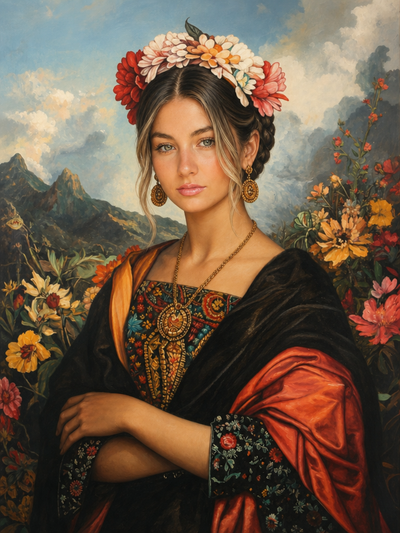 The Frida Kahlo woman portrait