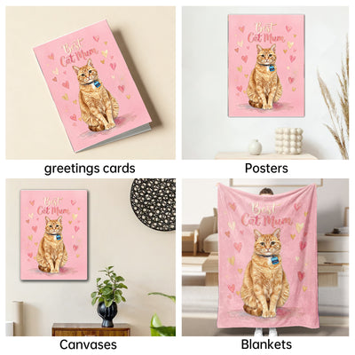 The Best Cat Mum watercolor pet portrait