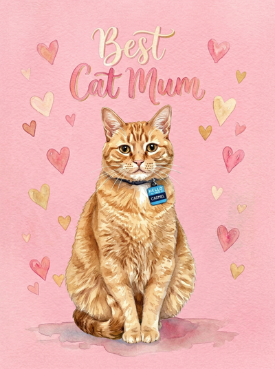 The Best Cat Mum watercolor pet portrait