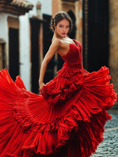 The Crimson Flamenco Dancer woman portrait