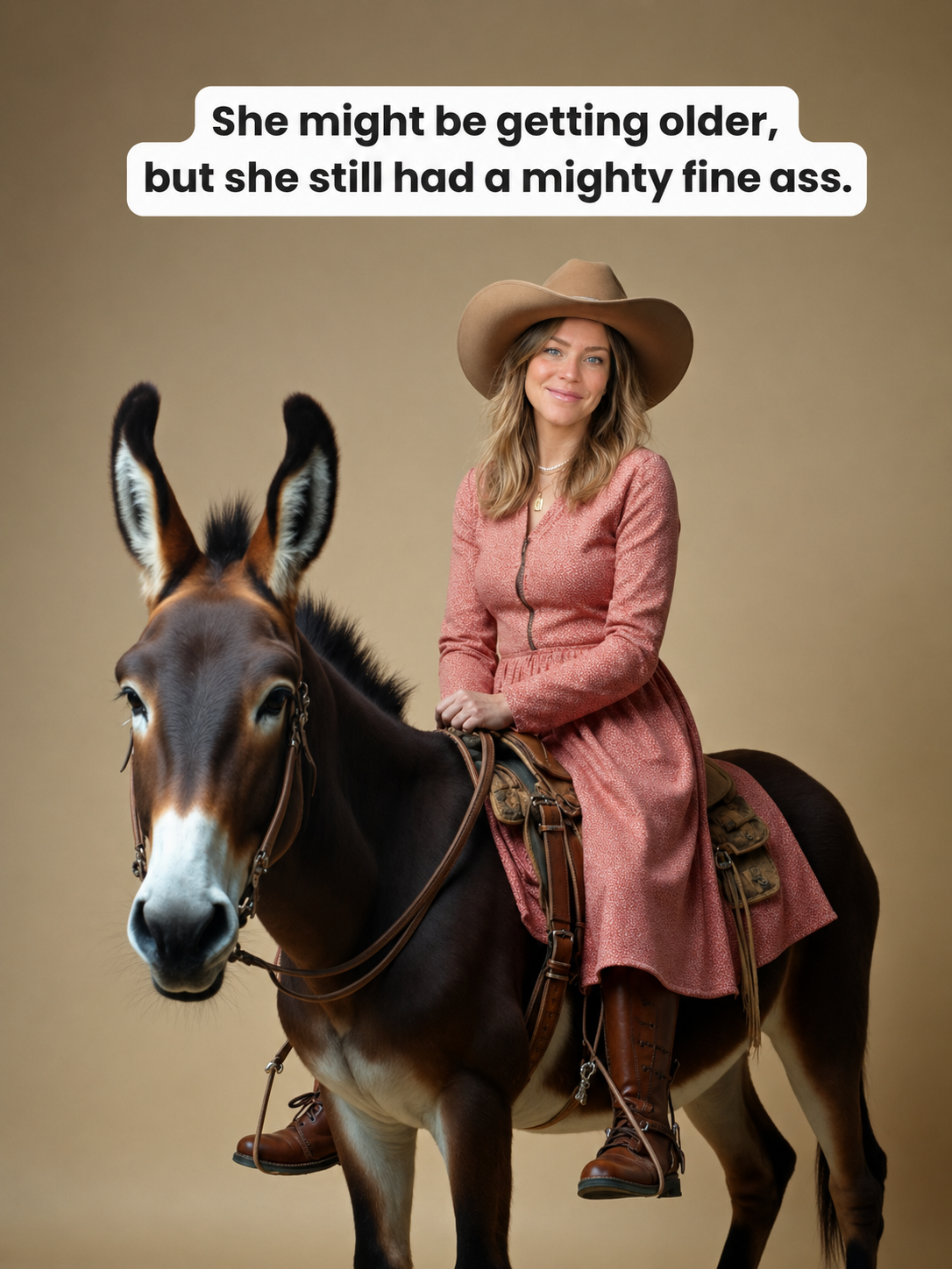 The Donkey-Riding Pioneer woman portrait