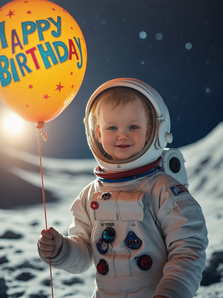 The Lunar Birthday Astronaut child portrait