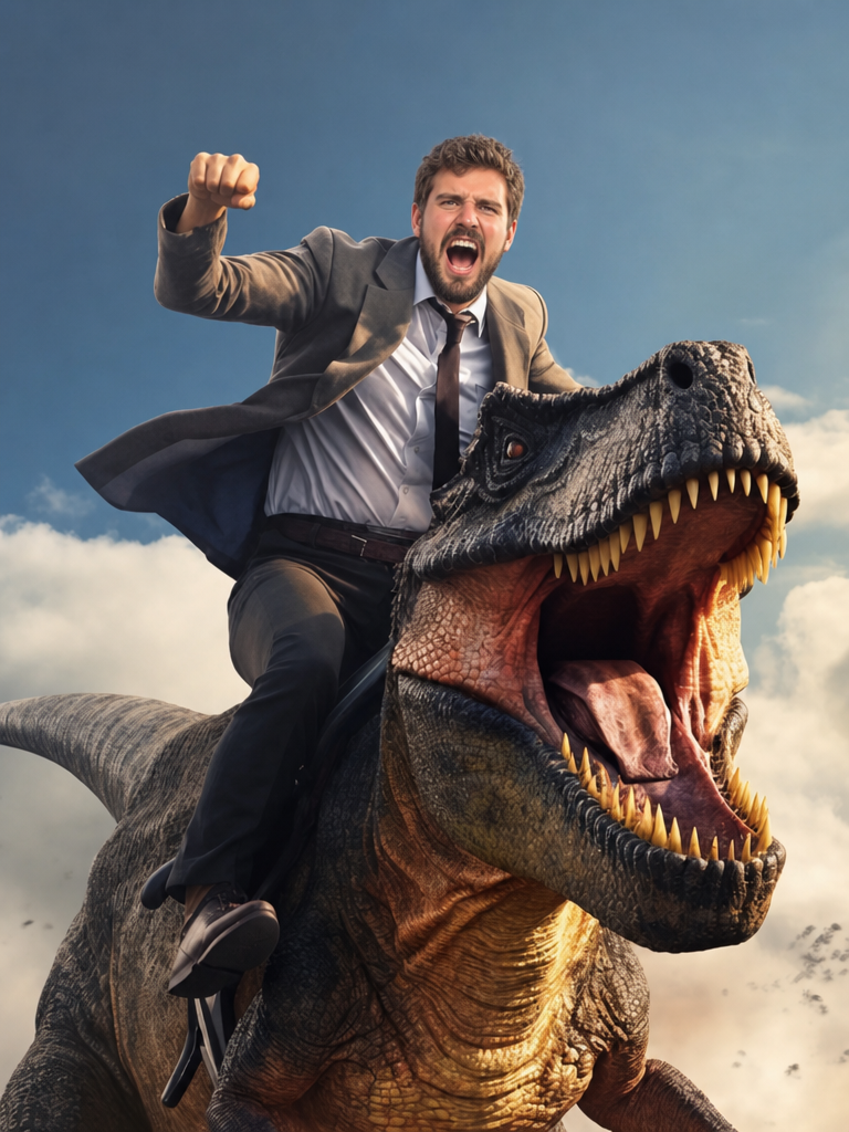 The Corporate Dino Rider male portrait