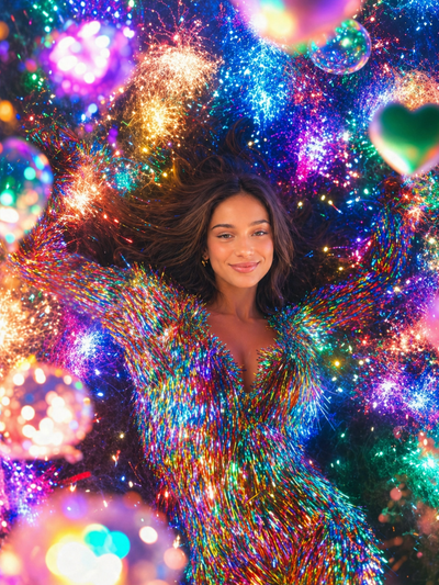 The Holographic Disco Queen woman portrait