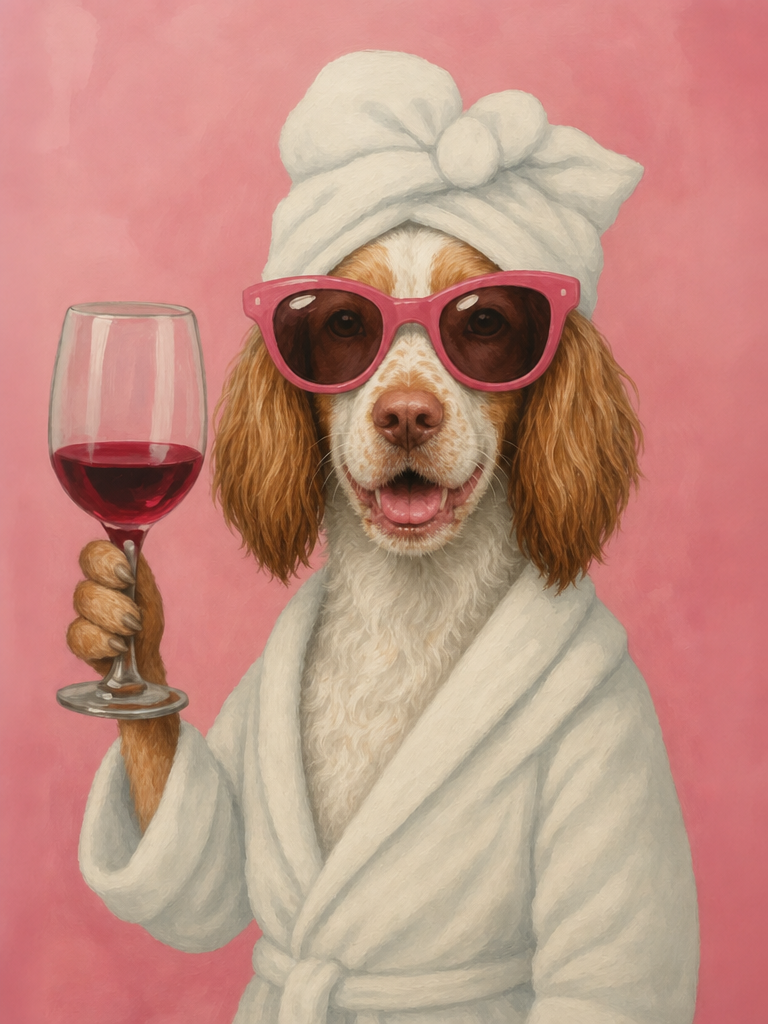 The Pampered Socialite Brittany Spaniel portrait