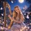 The Moonlight Harpist girl portrait