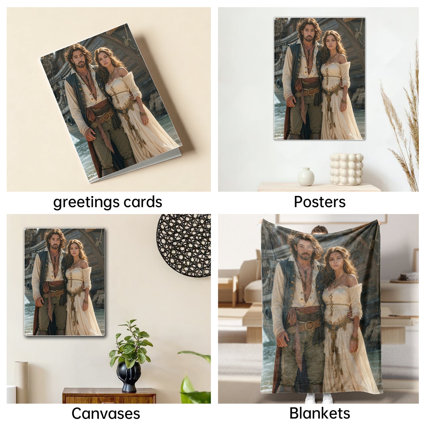 The Dashing Pirate Captain & Enchanting Sea - Maiden Couple Portrait