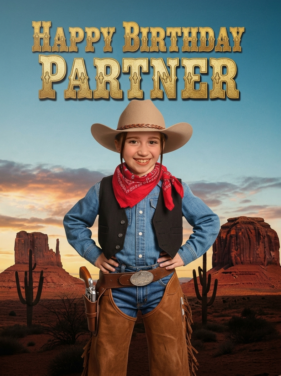 The Wild West Sheriff girl,birthday portrait