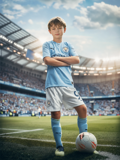 The Sky Blue Striker boy portrait