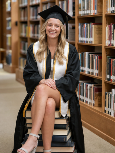 The Scholarly Muse woman graduation portrait