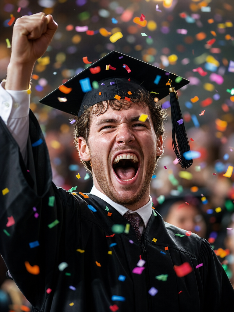 The Victorious Scholar man,graduation portrait