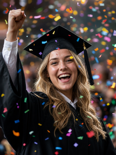 The Triumph Scholar woman graduation portrait