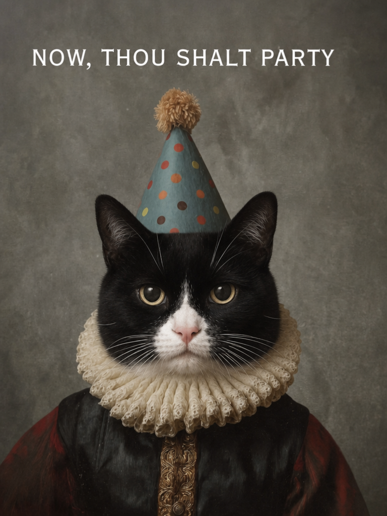 The Festive Jester cat royal portrait