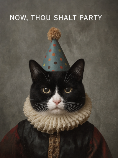 The Festive Jester cat royal portrait