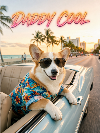 The Miami Vice Dad pet portrait