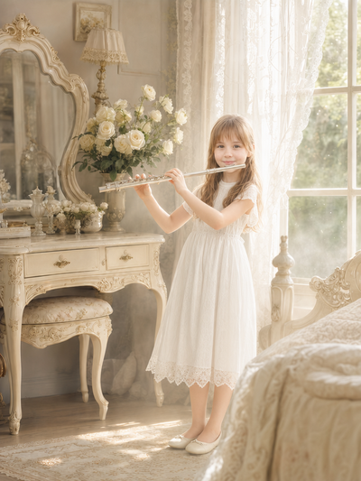 The Rococo Flutist girl portrait