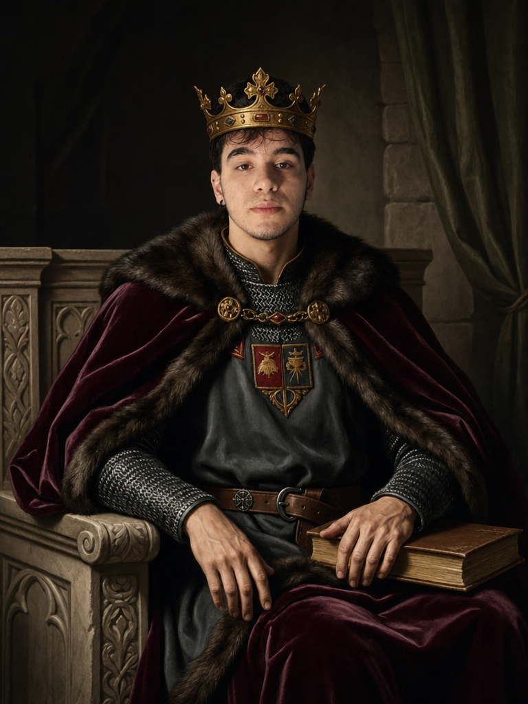 The Young Scholar King male royal portrait