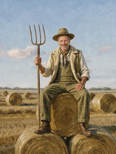 The American Gothic Farmer man portrait
