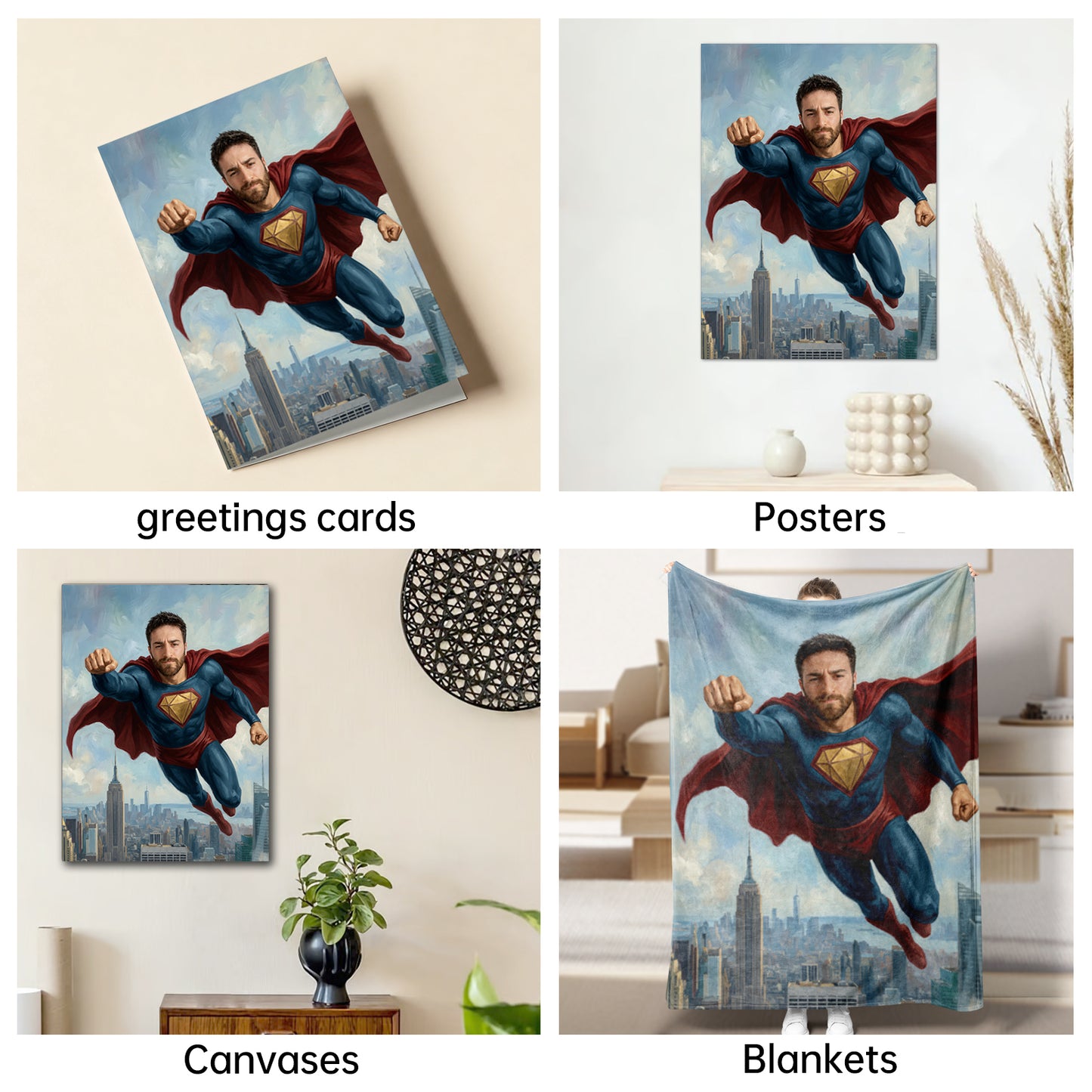 The Diamond-Symbol Superhero man portrait