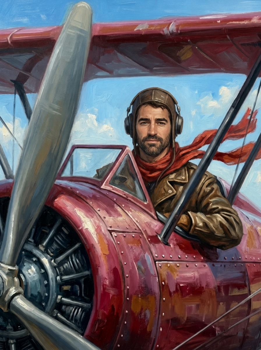 The Barnstormer Ace man portrait