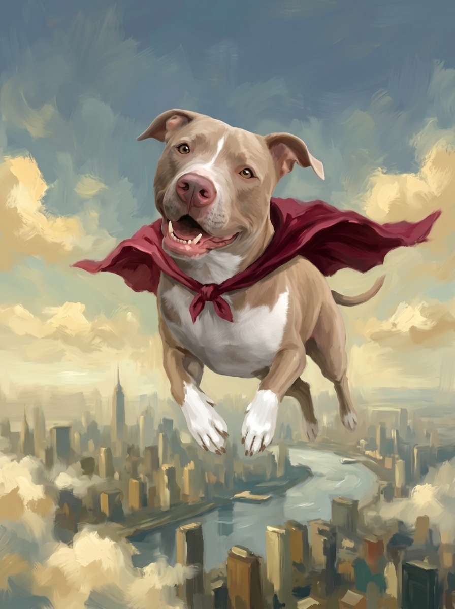 The Crimson Guardian Pit Bull portrait