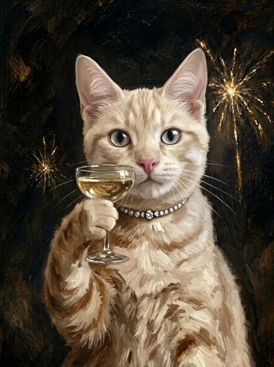 The New Year's Eve Toast Cat portrait