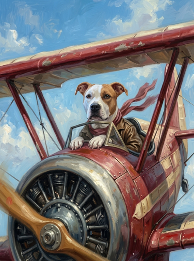 The World War I Flying Ace Pit Bull portrait