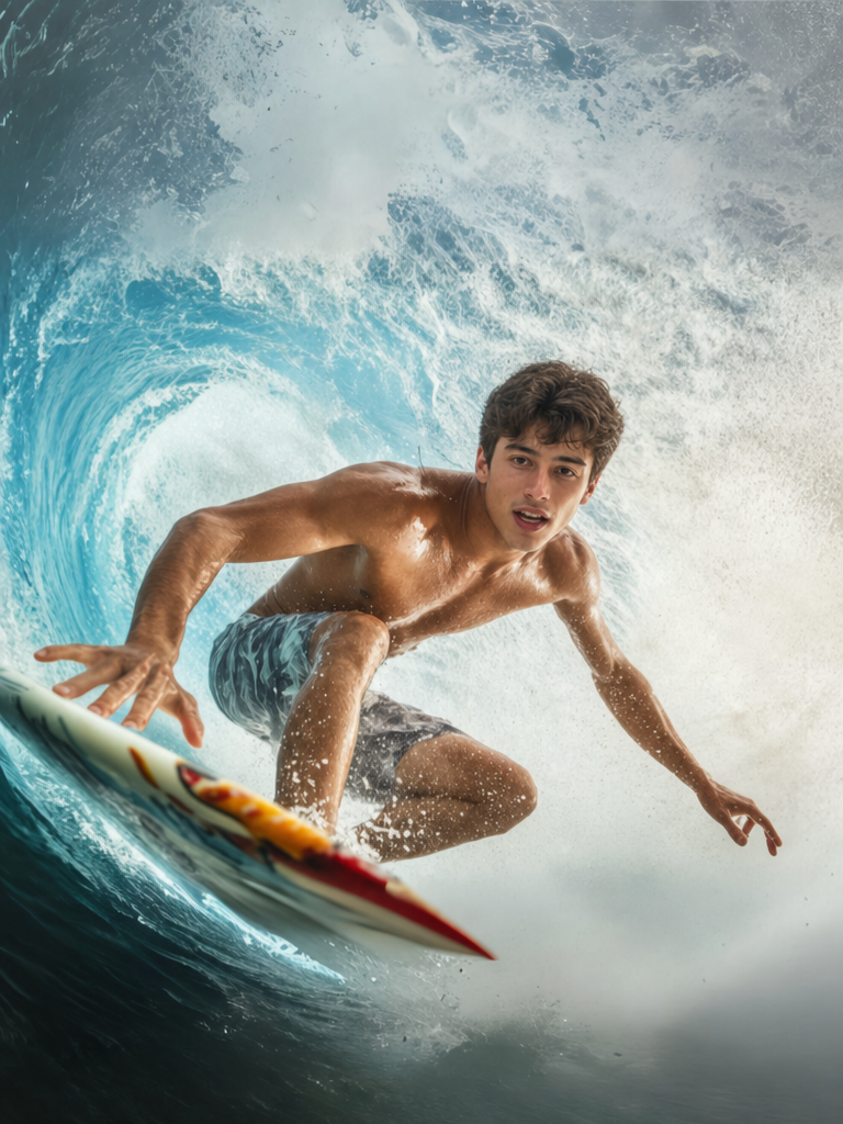 The Barrel-Riding Surfer male portrait