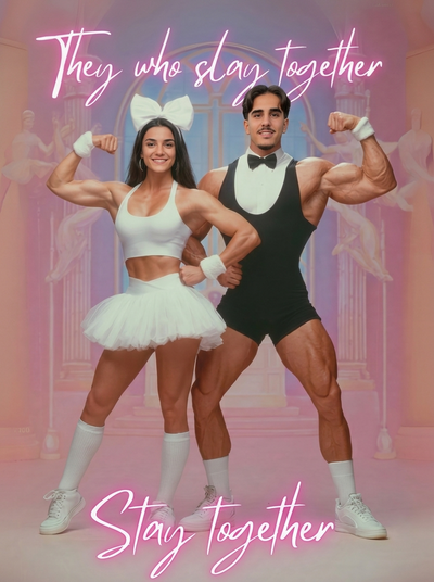 The 1980s Fitness Icons couple portrait