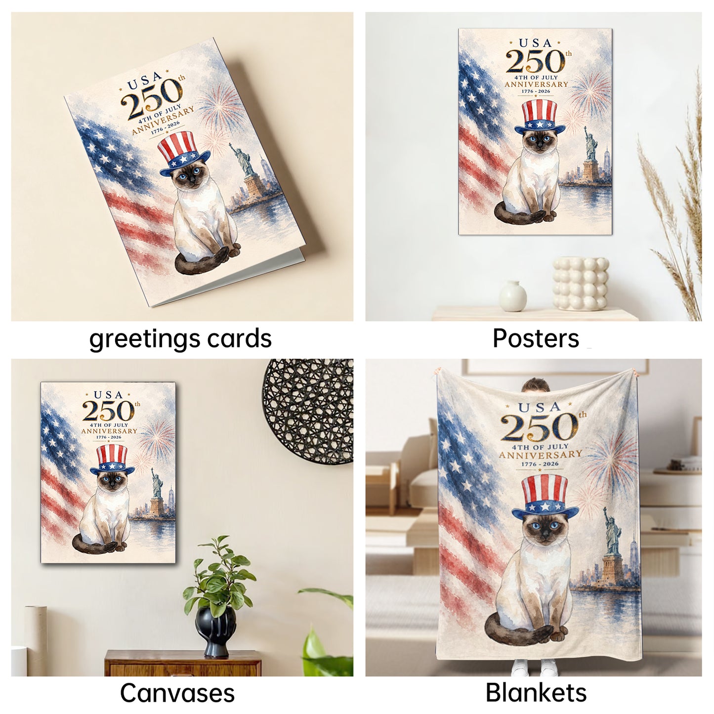 The Patriotic Uncle Sam Cat 250th portrait