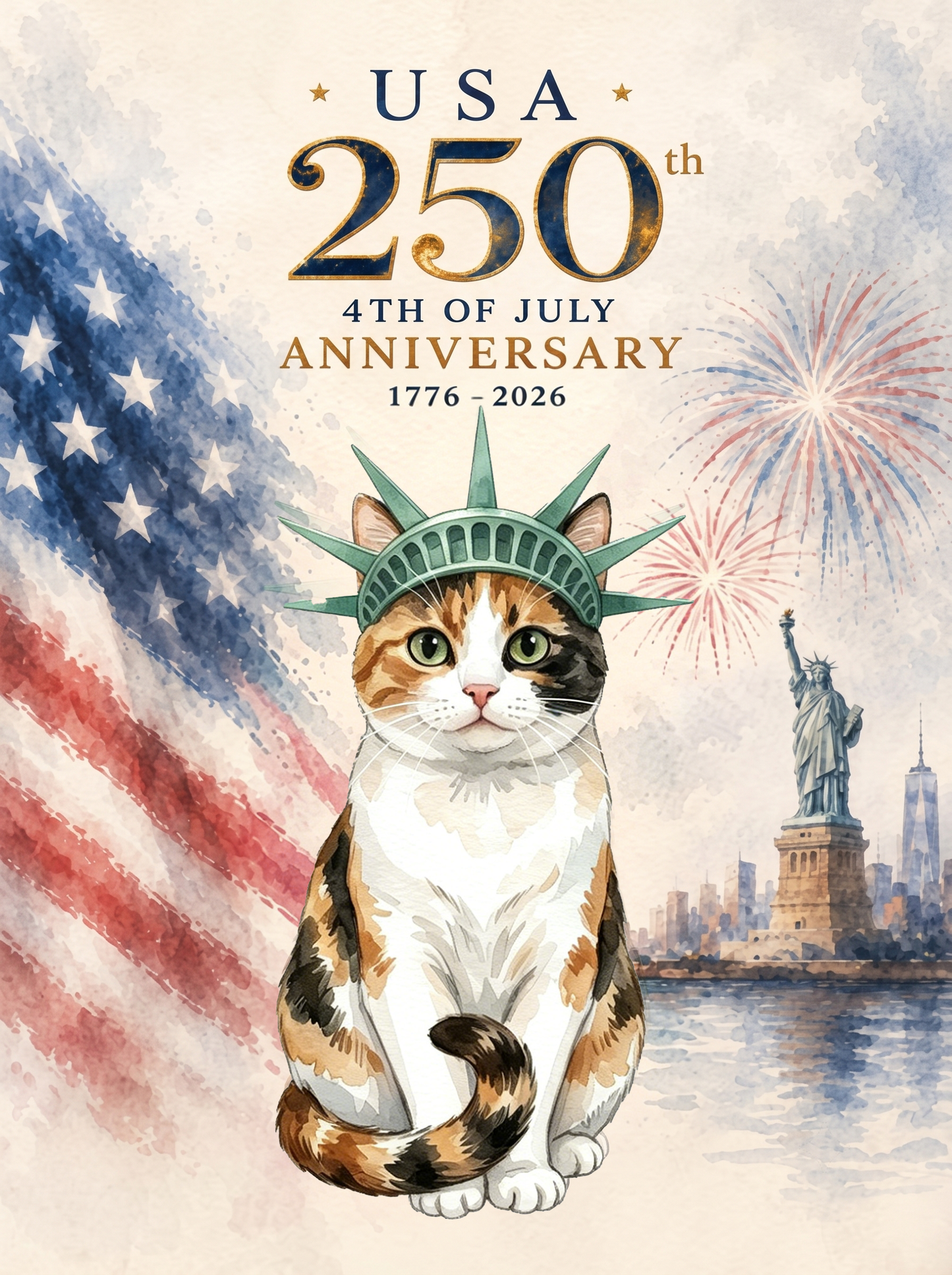 The Lady Liberty calico cat,250th portrait