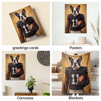 The Championship Quarterback french bulldog football portrait