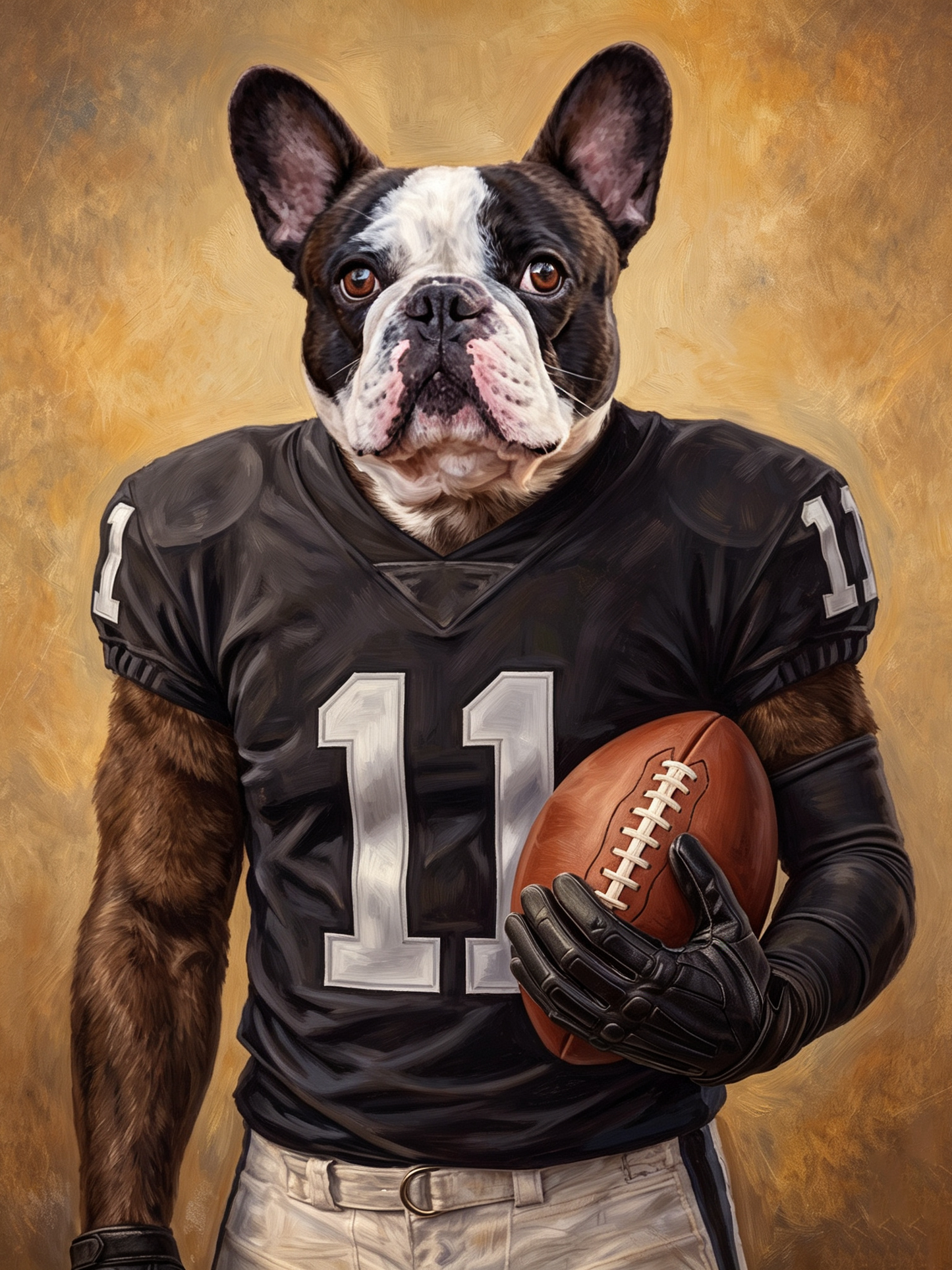 The Championship Quarterback french bulldog football portrait
